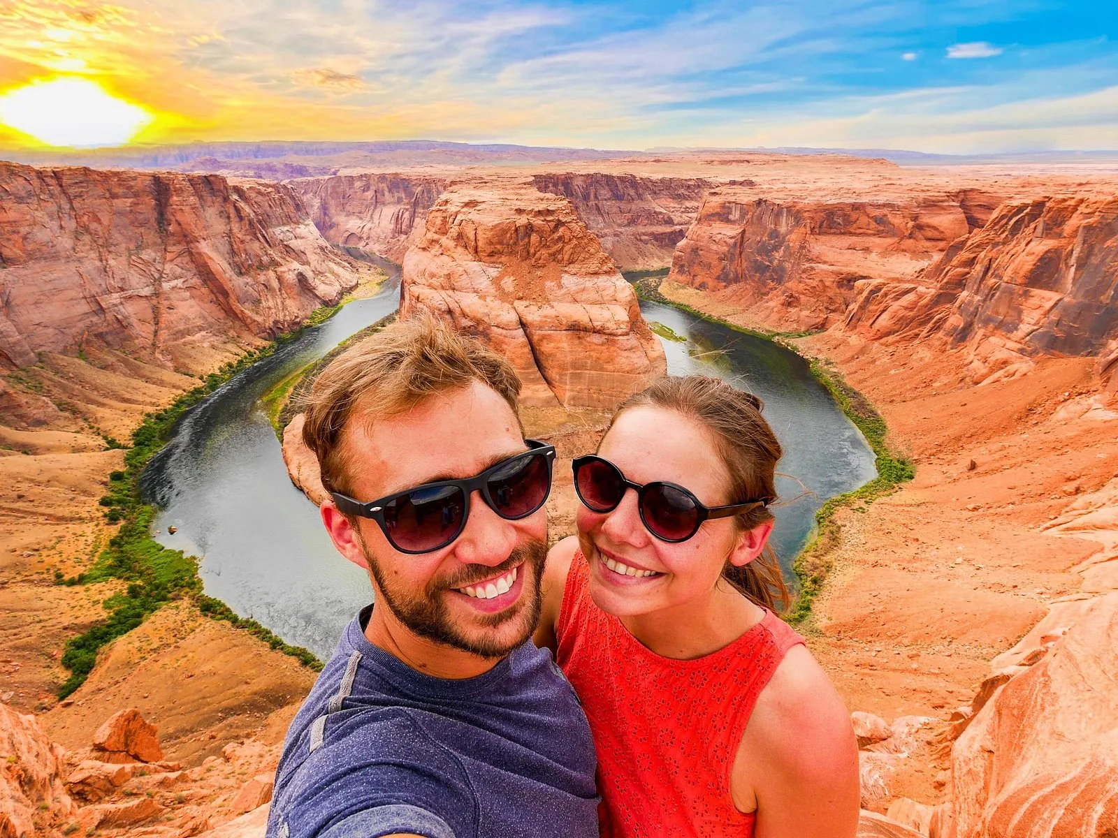 Lower Antelope Canyon's steel ladders descending through a narrow sandstone slot